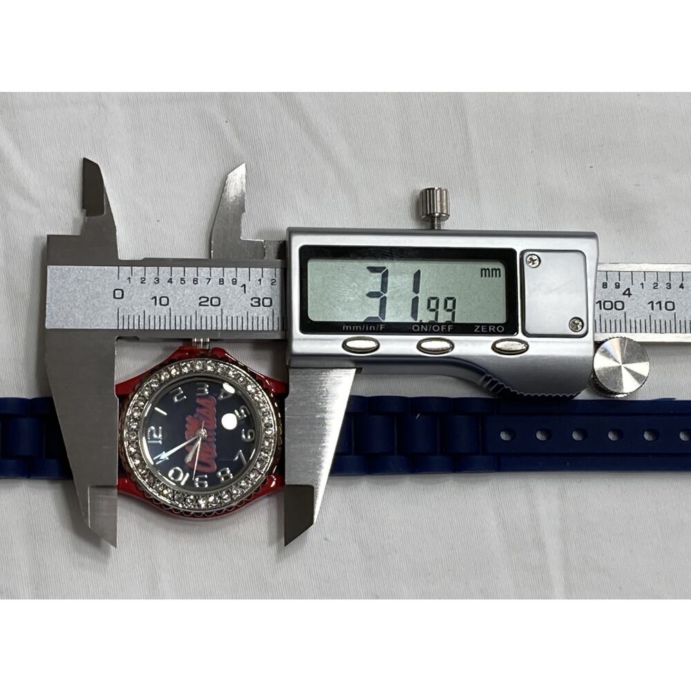 Ole Miss Rebels Ladies Crystals Watch, Blue Silicone Band, Officially Licensed - Picture 4 of 4